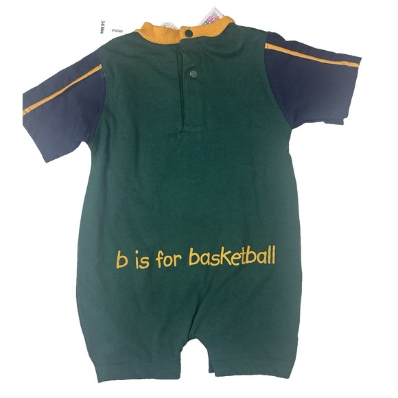 NWT Small Steps Vintage 90s 3-6 Months Baby Romper "B" is for Basketball - Picture 2 of 4